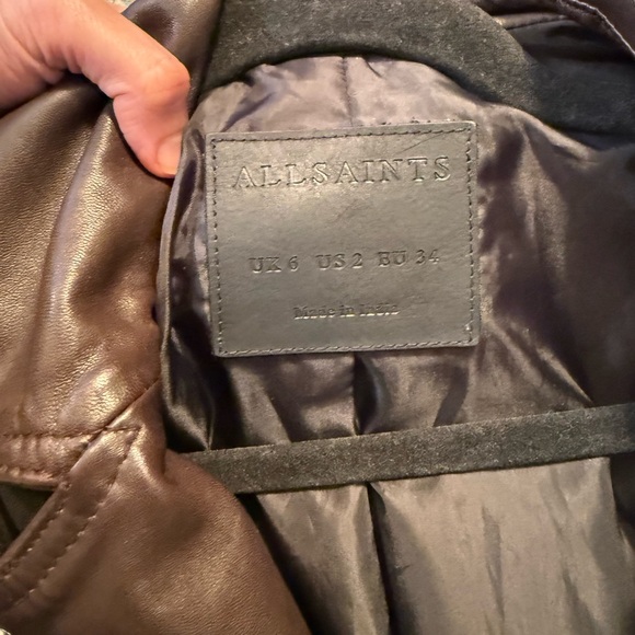 All Saints Dark Brown / Oxblood Leather Jacket - Picture 8 of 16